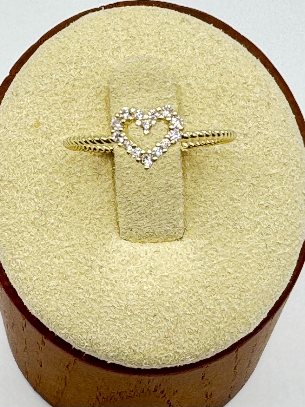 14k Open Heart Diamond Ring
